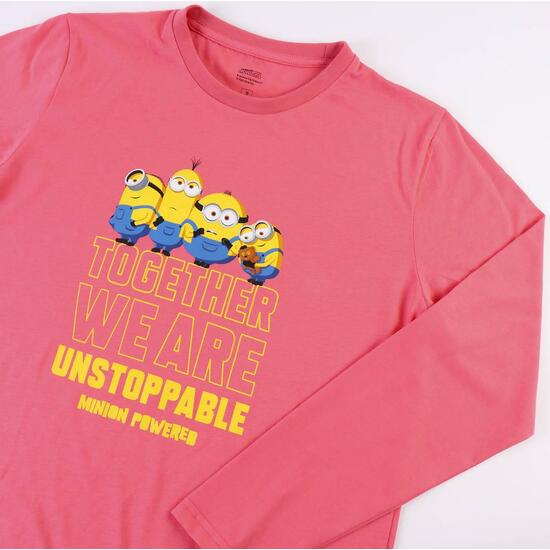 PIJAMA LARGO SINGLE JERSEY MINIONS DARK PINK image 2