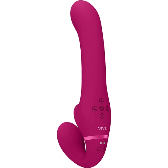 VIVE AI - DUAL VIBRATING & AIR WAVE TICKLER STRAPLESS STRAPON - PINK image 0