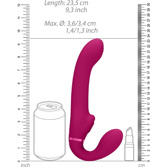 VIVE AI - DUAL VIBRATING & AIR WAVE TICKLER STRAPLESS STRAPON - PINK image 2