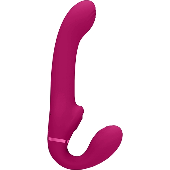 VIVE AI - DUAL VIBRATING & AIR WAVE TICKLER STRAPLESS STRAPON - PINK image 4