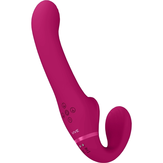 VIVE AI - DUAL VIBRATING & AIR WAVE TICKLER STRAPLESS STRAPON - PINK image 5