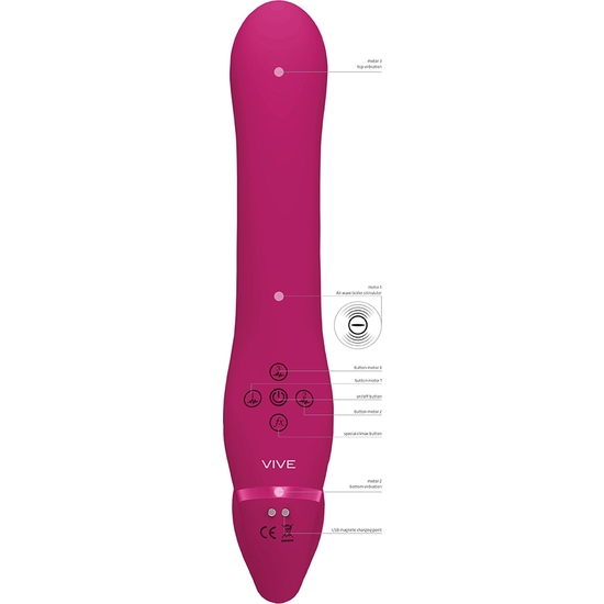 VIVE AI - DUAL VIBRATING & AIR WAVE TICKLER STRAPLESS STRAPON - PINK image 6
