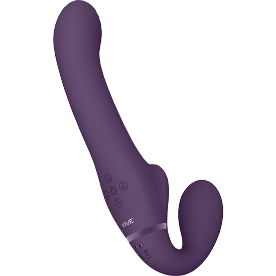 VIVE AI - DUAL VIBRATING & AIR WAVE TICKLER STRAPLESS STRAPON - PURPLE image 5