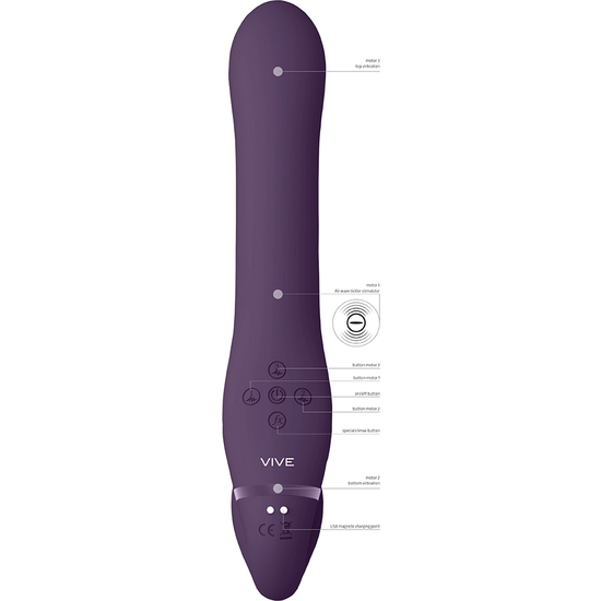 VIVE AI - DUAL VIBRATING & AIR WAVE TICKLER STRAPLESS STRAPON - PURPLE image 6