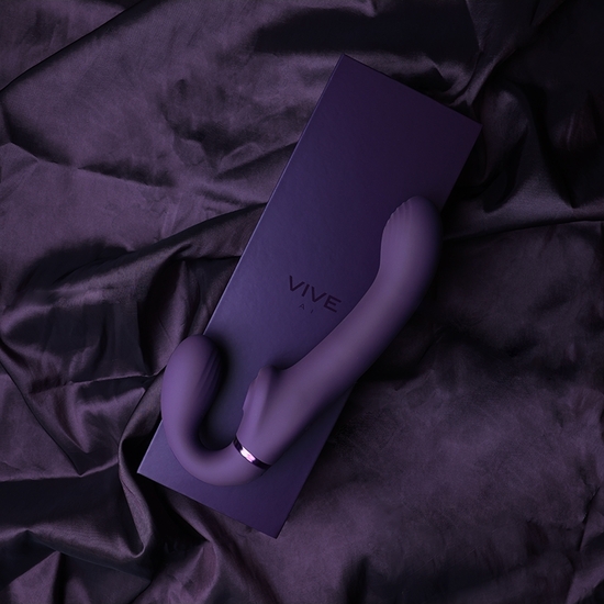 VIVE AI - DUAL VIBRATING & AIR WAVE TICKLER STRAPLESS STRAPON - PURPLE image 7