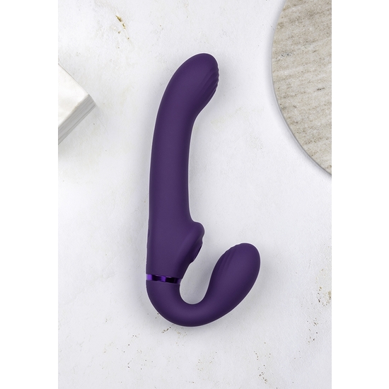 VIVE AI - DUAL VIBRATING & AIR WAVE TICKLER STRAPLESS STRAPON - PURPLE image 9