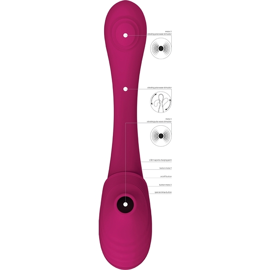 VIVE MIRAI - DOUBLE ENDED PULSE WAVE & AIR WAVE BENDABLE VIBRATOR - PINK image 7