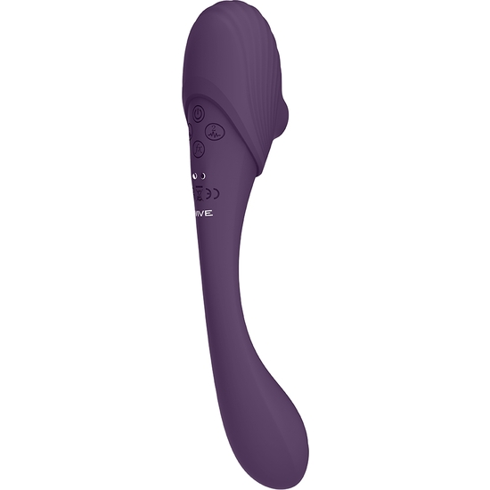 VIVE MIRAI - DOUBLE ENDED PULSE WAVE & AIR WAVE BENDABLE VIBRATOR - PURPLE image 0