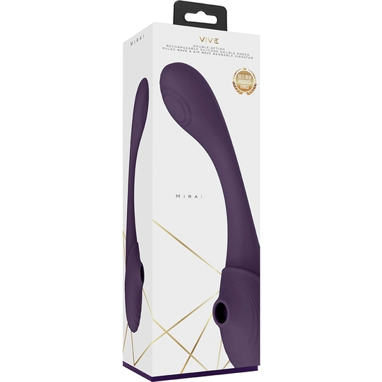 VIVE MIRAI - DOUBLE ENDED PULSE WAVE & AIR WAVE BENDABLE VIBRATOR - PURPLE image 2