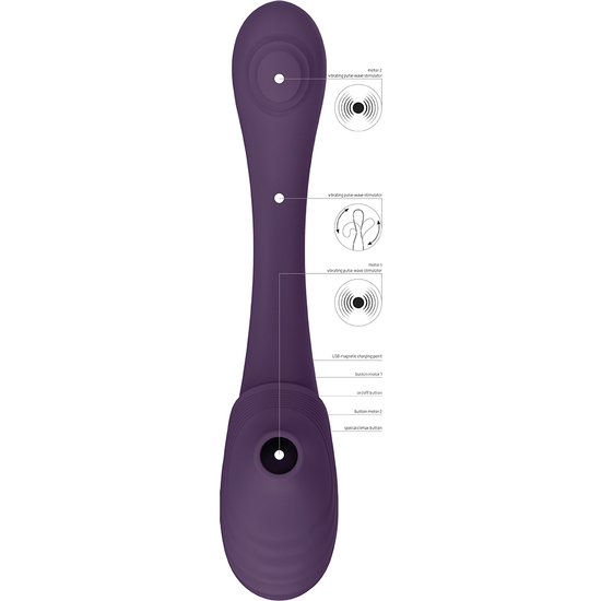 VIVE MIRAI - DOUBLE ENDED PULSE WAVE & AIR WAVE BENDABLE VIBRATOR - PURPLE image 7