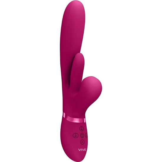 VIVE KURA - THRUSTING G-SPOT VIBRATOR WITH FLAPPING TONGUE AND PULSE WAVE STIMULATOR - PINK image 0