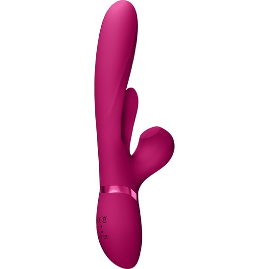 VIVE KURA - THRUSTING G-SPOT VIBRATOR WITH FLAPPING TONGUE AND PULSE WAVE STIMULATOR - PINK image 1