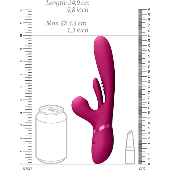 VIVE KURA - THRUSTING G-SPOT VIBRATOR WITH FLAPPING TONGUE AND PULSE WAVE STIMULATOR - PINK image 3