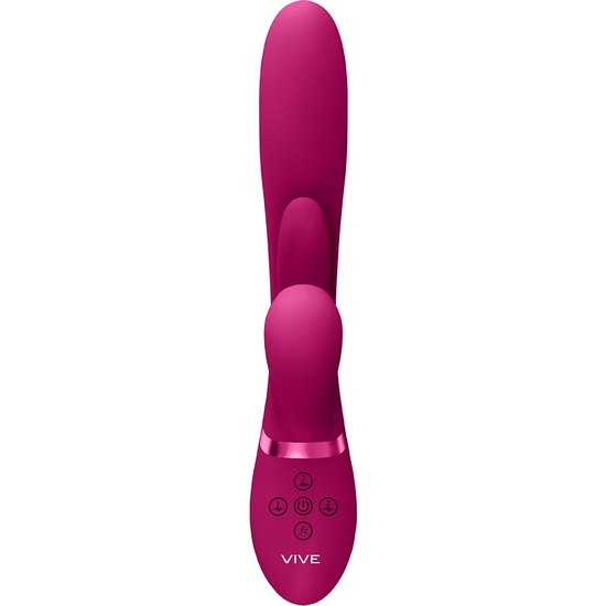 VIVE KURA - THRUSTING G-SPOT VIBRATOR WITH FLAPPING TONGUE AND PULSE WAVE STIMULATOR - PINK image 4