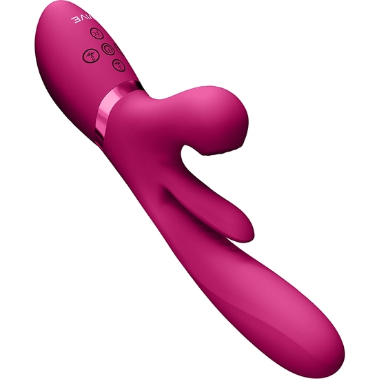 VIVE KURA - THRUSTING G-SPOT VIBRATOR WITH FLAPPING TONGUE AND PULSE WAVE STIMULATOR - PINK image 6