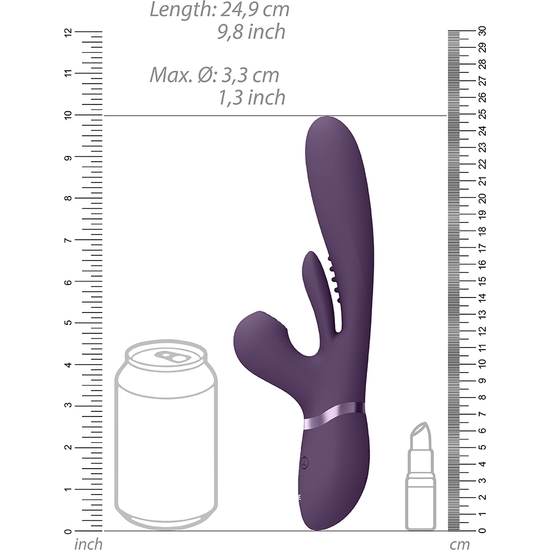 VIVE KURA - THRUSTING G-SPOT VIBRATOR WITH FLAPPING TONGUE AND PULSE WAVE STIMULATOR - PURPLE image 3