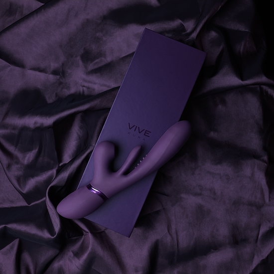 VIVE KURA - THRUSTING G-SPOT VIBRATOR WITH FLAPPING TONGUE AND PULSE WAVE STIMULATOR - PURPLE image 8