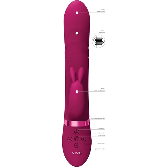 VIVE NARI - VIBRATING AND ROTATING BEADS, G-SPOT RABBIT - PINK image 7