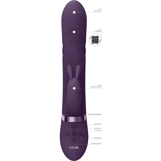 VIVE NARI - VIBRATING AND ROTATING BEADS, G-SPOT RABBIT - PURPLE image 7