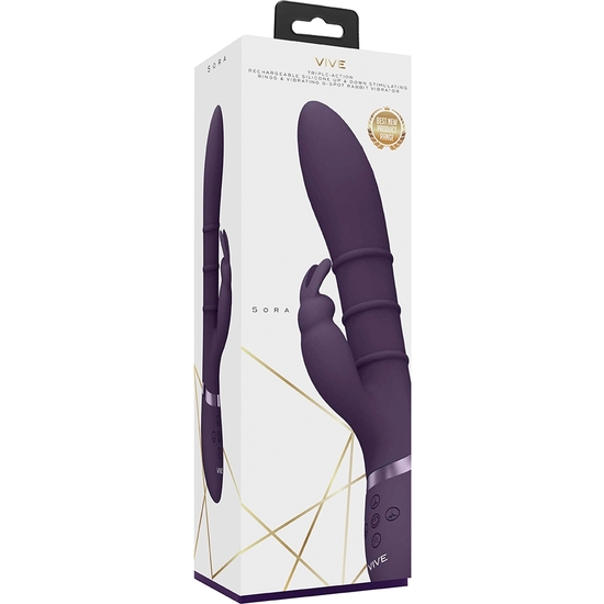 VIVE SORA - UP & DOWN STIMULATING RINGS, VIBRATING G-SPOT RABBIT - PURPLE image 2