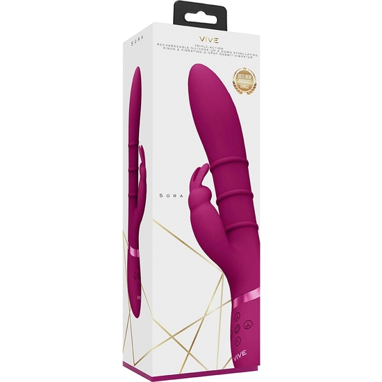 VIVE SORA - UP & DOWN STIMULATING RINGS, VIBRATING G-SPOT RABBIT - PINK image 2