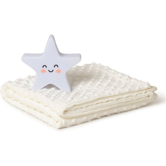 SET DE REGALO BEBÉ CON MANTA BEIGE Y LAMPARITA ESTRELLA image 1