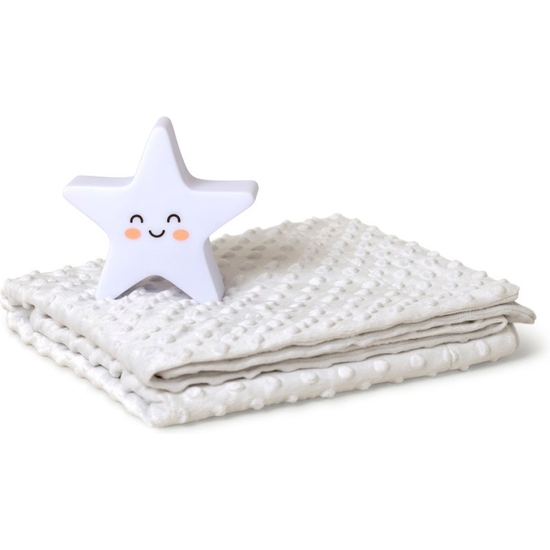 SET DE REGALO BEBÉ CON MANTA GRIS Y LAMPARITA ESTRELLA image 1