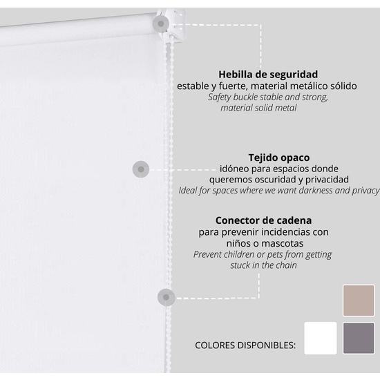 ESTOR ROLLO OPACO 90X180CM - BEIGE image 2