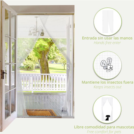 KIT MOSQUITERA CORTINAS PARA PUERTA 2 BANDAS DE 75X220CM - BLANCO image 1