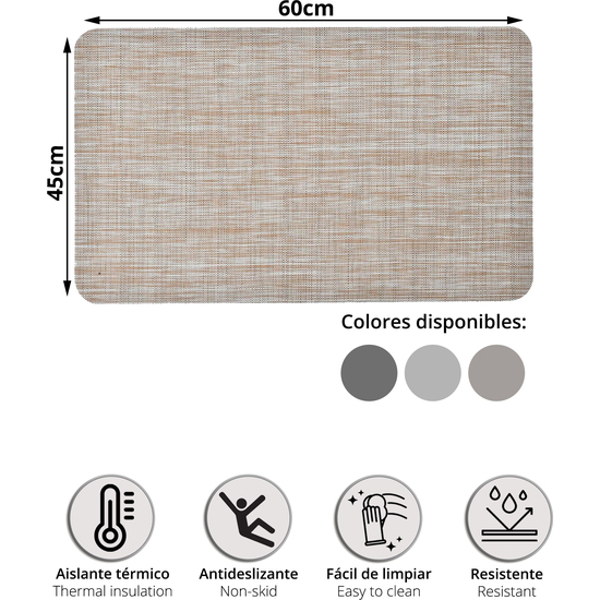 ALFOMBRA VINÍLICA ANDY 45X60CM ASPECTO NATURAL - GRIS OSCURO image 1
