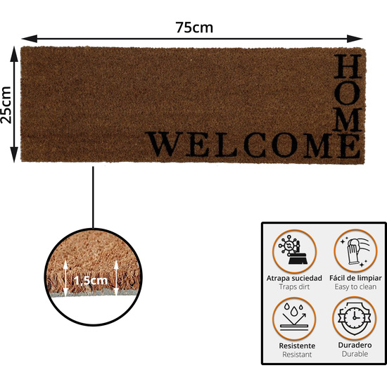 FELPUDO ESTAMPADO 25X75CM COCO - WELCOME HOME image 1