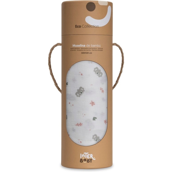 MANTITA MUSELINA PARA BEBÉS EN TUBO KOALA ROSA image 0