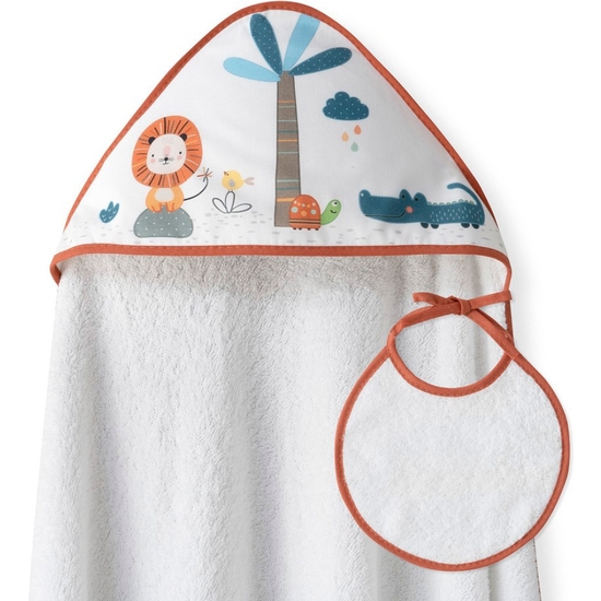 SET REGALO BEBÉ LEÓN BABERO Y CAPA DE BAÑO image 1