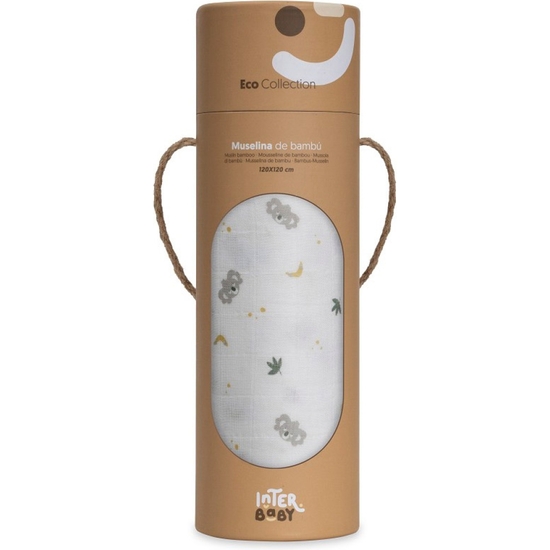 MANTITA MUSELINA PARA BEBÉS EN TUBO KOALA GRIS image 0