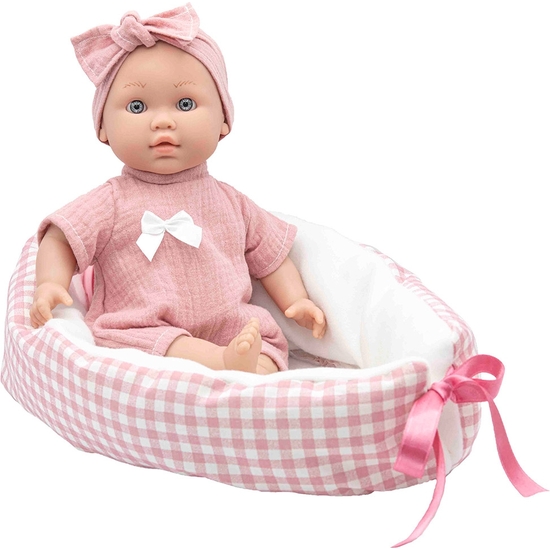 MUÑECO BEBÉ 33 CM NEWBORN CON MECANISMO LLORO. CON CAPAZO image 0