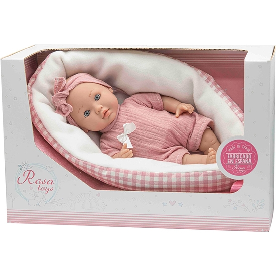 MUÑECO BEBÉ 33 CM NEWBORN CON MECANISMO LLORO. CON CAPAZO image 1