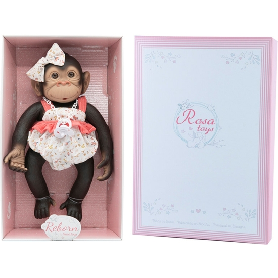 MONO BEBÉ REBORN CON PELELE 35 CM EN CAJA REGALO image 1