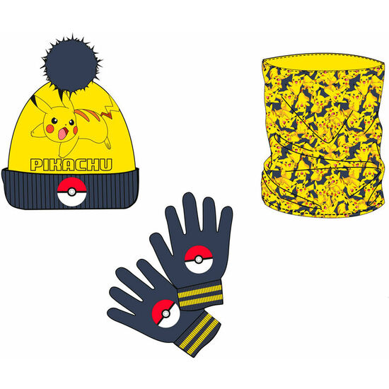 SET GORRO BRAGA CUELLO Y GUANTES PIKACHU POKEMON image 0