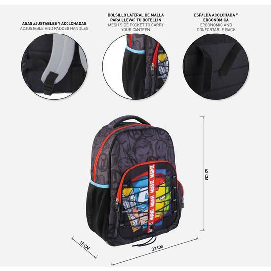 MOCHILA ESCOLAR MEDIANA 42 CM AVENGERS BLACK image 4