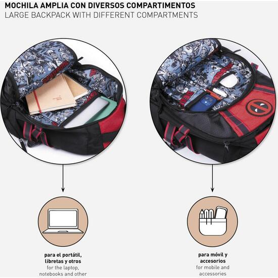 MOCHILA CASUAL TÉCNICA DEADPOOL DARK RED image 2