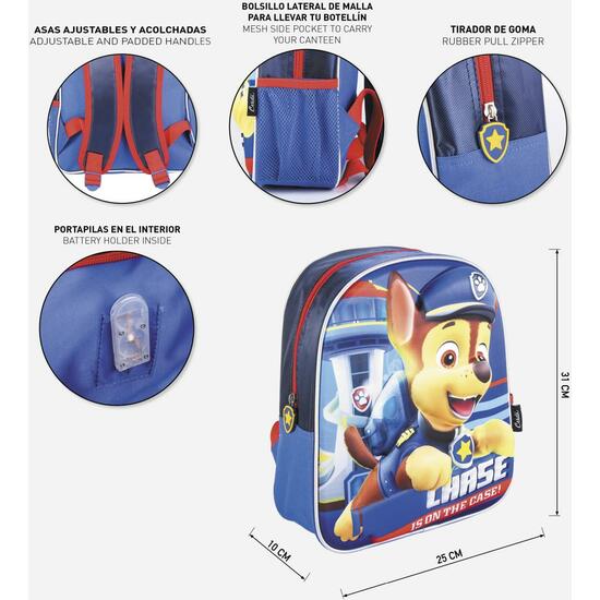 MOCHILA INFANTIL 3D LUCES PAW PATROL DARK BLUE image 4