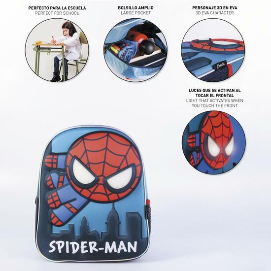 MOCHILA INFANTIL 3D LUCES SPIDERMAN BLUE image 3