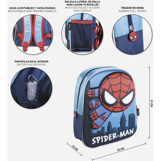 MOCHILA INFANTIL 3D LUCES SPIDERMAN BLUE image 4