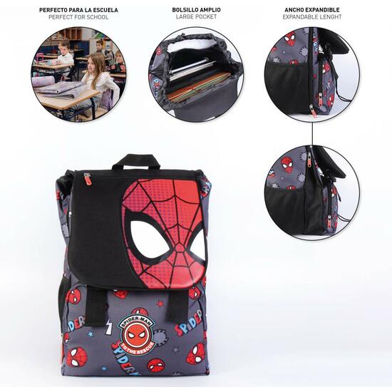 MOCHILA ESCOLAR GRANDE EXTENSIBLE SPIDERMAN BLACK image 3