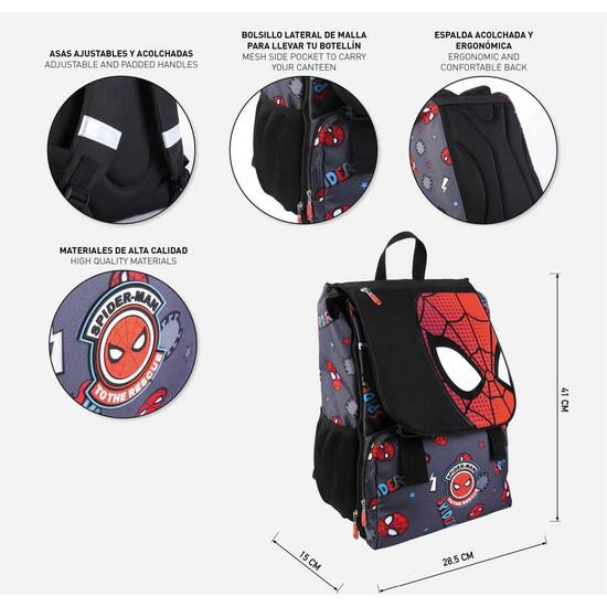 MOCHILA ESCOLAR GRANDE EXTENSIBLE SPIDERMAN BLACK image 4