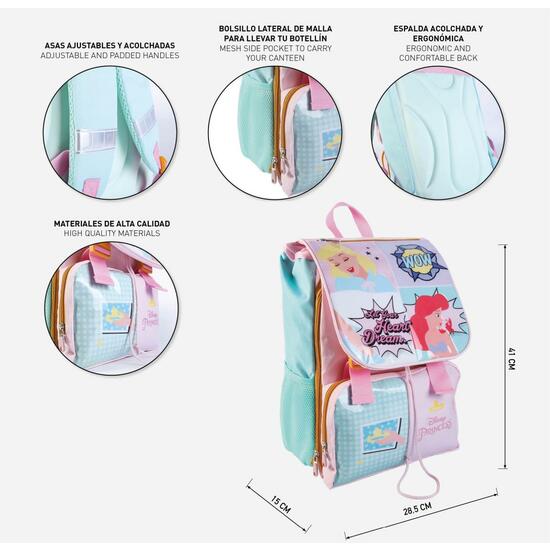 MOCHILA ESCOLAR GRANDE EXTENSIBLE PRINCESS PINK image 4