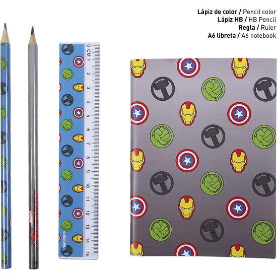 SET PAPELERÍA ESCOLAR AVENGERS GRAY image 2