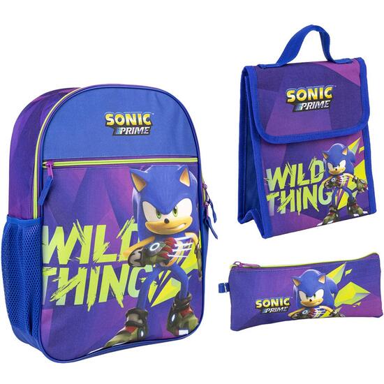 MOCHILA ESCOLAR MEDIANA PORTAMERIENDA SONIC PRIME BLUE image 0