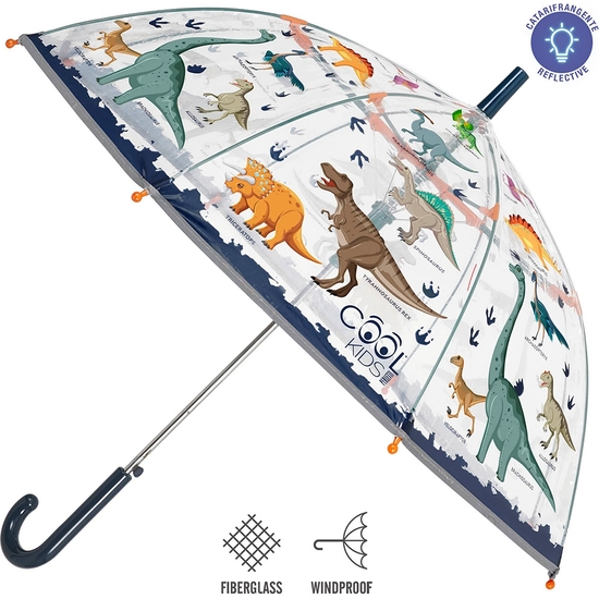 PARAGUAS INFANTIL CAMPANA DINOSAURIOS AUTOMÁTICO ANTIVIENTO 74 CM image 0