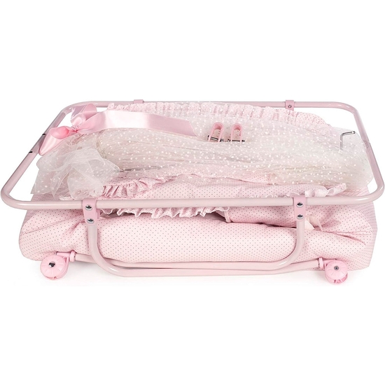 CUNA DOSEL MUÑECAS VINTAGE ROSA TOPOS 55X77X37 LA NINA image 1